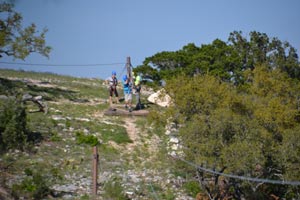 the first zipline at Helotes Hill Country Zipline