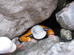 Squeezing through a crevice