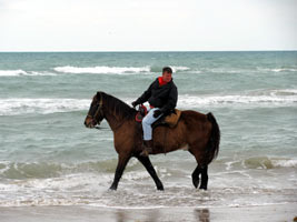 Riding horses on the beach on South Padre Island