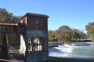 Part of the Pump House Restaurant on the Guadalupe River