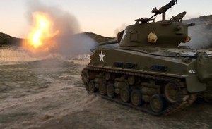 Firing a tank at Ox Ranch in Texas