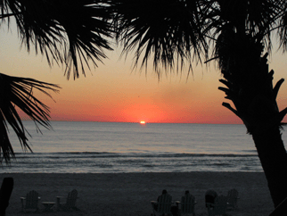 Panama City Beach Sunset over pure white soft sand